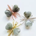 Natural stone dragonfly crystal ornament heart shape metal craft variant rose gold silver gold - Gold / Labradorite