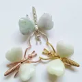 Natural stone dragonfly butterfly ornament heart crystal craft metal home decor variant - Gold / New Mountain Jade