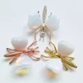Crystal heart dragonfly ornament metal craft variant, opal stone butterfly decor, lovely gift. - Gold / Opal (Synthetic)