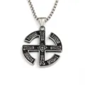 Retro stainless steel men pendant viking slavic necklace stylish amulet jewelry accessory - With 60cm Chain / Steel