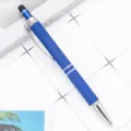 Blauer Metallkugelschreiber mit kapazitiver Eingabestiftspitze und glattem Schreibkomfort. - Dunkelblau