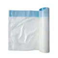 Sacchi spazzatura bianchi domestici con coulisse, sacchetti spessi per cucina. - 50x60cm Bianco Spesso con cordino blu (1 Rotolo 50 Pezzi)