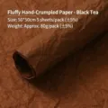 Papel de Envoltura de Flores Arrugado Color Te Negro 50x50cm 5 Hojas por Paquete - Papel Amasado a Mano / Marrón Negro