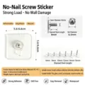 Adhesivo de tornillo sin taladro gancho de pared, transparente resistente para azulejos. - Pegatina de tornillo 8mm / Acrílico 7*7 Extra Grueso (80 Silk)