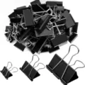 Assorted black metal binder clips set, durable paper clamps for office and school use. - 41mm / Black