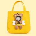 Yellow canvas pet carrier bag with cute plush bear bee design, portable outdoor pet tote bag. - L / Cute Yellow Little Bee