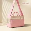 Pink pet carrier bag, breathable mesh dog cat shoulder bag, large capacity canvas. - L / INS Style Pink