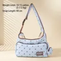 Pet carrier sling bag for cats and dogs, portable breathable canvas shoulder bag with polka dots. - Blue Polka Dot