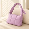 Light purple quilted shoulder bag, stylish puffer crossbody bag for everyday casual use. - Cloud Purple