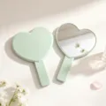 Miroir de maquillage à main en forme de cœur vert avec manche miroir cosmétique portable - 13cm*18cm / Nouveau Vert