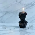 Black David sculpture scented candle aesthetic home decor artistic human bust wax light - Black