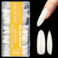 Extra lange heldere zachte gel nageltips in doos van 504 stuks volledige cover neppe nagels. - Verlengde Ronde Nagel Tips (07) / 504 Stuks / Natuurlijke Kleur
