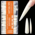 Extra lange zachte gel nageltips doos 504 stuks doorzichtige full cover neppe nagels voor salon. - Verlengde Stiletto Nagel Tips (09) / 504 Stuks / Natuurlijke Kleur