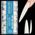 Extra lange doorzichtige stiletto soft gel nageltips 504 stuks volledige cover set - Verlengde Franse Stiletto Nagel Tips (11) / 504 Stuks / Natuurlijke Kleur