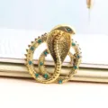 Broche serpent strass dore vintage, elegante epingle de revers en cristal pour bijoux de mode. - Vieil Or