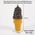 Black simulation ice cream cone model, fake dessert display prop with yellow waffle base. - Flat-Bottom Ice Cream / Dark Coffee