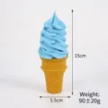 Simulated ice cream cone model light color cream dessert shop display prop for decor - Flat-Bottom Ice Cream / Blue