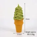 Fake matcha ice cream cone model simulation dessert display prop 15cm height decoration - Flat-Bottom Ice Cream / Dark Green