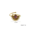 Bohemian 14K gold stainless steel open ring with purple stone, stylish daily jewelry. - Purple Crystal