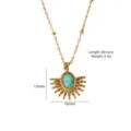 Bohemian natural stone fan stainless steel gold beaded necklace variant, stylish jewelry. - Pine Blue