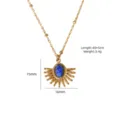 Bohemian stainless steel natural stone fan pendant necklace 14k gold beaded chain for women - Lapis Lazuli