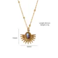 Bohemian stainless steel natural stone pendant necklace with beaded chain for women. - Grey Stone