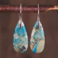 Boucles d'oreilles pendantes en pierre jaspe impérial style vintage bijou bohème chic - Style Pierre Impériale Colorée Crochet Argent (ER1025-20)