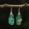 Boucles d'oreilles pendantes goutte jaspe impérial vert naturel bijoux vintage femme - Style Goutte Pierre Impériale Turquoise (ER1025-30)