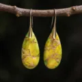 Boucles d'oreilles pendantes en jaspe impérial naturel, pierres colorées style vintage. - Style Goutte Naturel Pierre Impériale (ER1025-32)