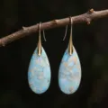 Boucles d'oreilles pierre naturelle goutte vintage avec crochet métal, élégant bijou. - Style Goutte Pierre Naturelle (ER1025-33)
