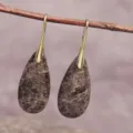 Boucles d'oreilles pendantes en pierre naturelle, crochets dorés style vintage bohème. - Style Crochet Or en Pierre Naturelle (ER1025-35)