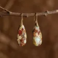Boucles d'Oreilles Goutte Pierre Naturelle Vintage Jaspe Impérial Coloré Bijoux Femme - Style Goutte Pierre Impériale Colorée Naturelle (ER1025-46)