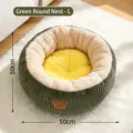 Letto verde rotondo per animali taglia L 50cm, cuccia calda in peluche per cani e gatti. - L (50*50cm) / Nido Rotondo in Velluto a Coste con Ricamo / Verde