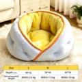Cozy plush pet bed warm cat dog house soft winter nest blue and yellow multi-size variant - Embrace Nest Blue Yellow / S