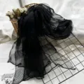 Black sheer silk scarf, lightweight long versatile wrap, elegant spring fashion accessory. - Black