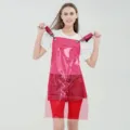 Transparent TPU Waterproof Apron Adjustable Kitchen Cleaning Workwear Pink Model - Red