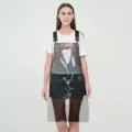 Transparent TPU apron adjustable waterproof oil-proof workwear with pockets and slogan design. - Black