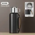 Bouteille d'eau isotherme sous vide en acier inoxydable 800ml, gourde noire pour le sport. - 800ml / Mise à niveau - Poignée télescopique portable / Noir