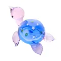 Cute mini glass turtle figurine for home desktop decoration, colorful hand-blown animal art. - Pink Miniature Simulation Turtle / 68x54x45mm / Pink