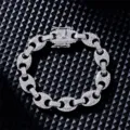Bracciale cubano hip hop con strass uomo, iced out design catena naso maiale argento. - 40CM / Argento