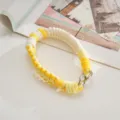Handgemachte geflochtene Handykette Handgelenkkette in gelb und weißer Taschenanhänger - 14mm / Gelb+Hellgelb+Creme (K6615)