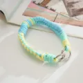 Handgemachte geflochtene Handykette bunte geflochtene Handschlaufe fuer Tasche - 14mm / Seeblau+Hellgelb+Hellblau (K6621)