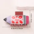 Cute pencil shape hair claw clip with red lips pattern, stylish resin hair accessory for women. - Pink Blue Lip Print Style (D17-4-4)