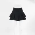 Schwarzer gestufter Rüschen Minirock A-Linie Variante für Damen Sommer Freizeitkleidung. - S / Schwarz