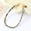 Chic woven leather and gold chain strap for phone case or handbag, stylish wrist accessory. - Handle Charm (K5022) / Brown