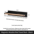 Porte essuie-tout magnetique cuisine, support mural en bois pour rouleau de papier et serviette. - Porte-Essuie-Tout avec Tige en Bois(5553B) / 1 Pièce / Noir