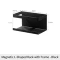 Étagère magnétique pour réfrigérateur, organisateur latéral en métal noir pour cuisine et machine. - Étagère en L Encadrée à Double Couche(8347B) / 1 Pièce / Noir