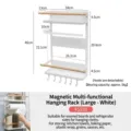 Étagère magnétique latérale pour réfrigérateur, grand organiseur de cuisine blanc sans perçage. - L / Support Suspendu pour Réfrigérateur(5559) / 1 Pièce / Blanc