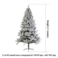 Árbol de Navidad artificial flocado de 2,1M con puntas mixtas de PE y PVC para fiestas - Estilo Mixto PE 2.1m / Estilo Flocado