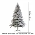 2,4M Árbol de Navidad Artificial Nevada Árbol de Navidad Lápiz Estrecho con Puntas PE PVC - Estilo Mixto PE 2.4m / Estilo Flocado